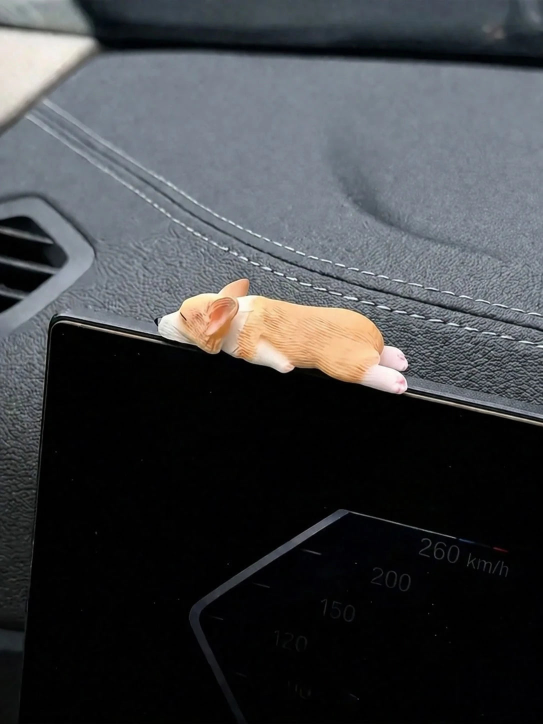 1pc Mini Corgi Dog Car Dashboard Decor, Stress Relief Accessory
