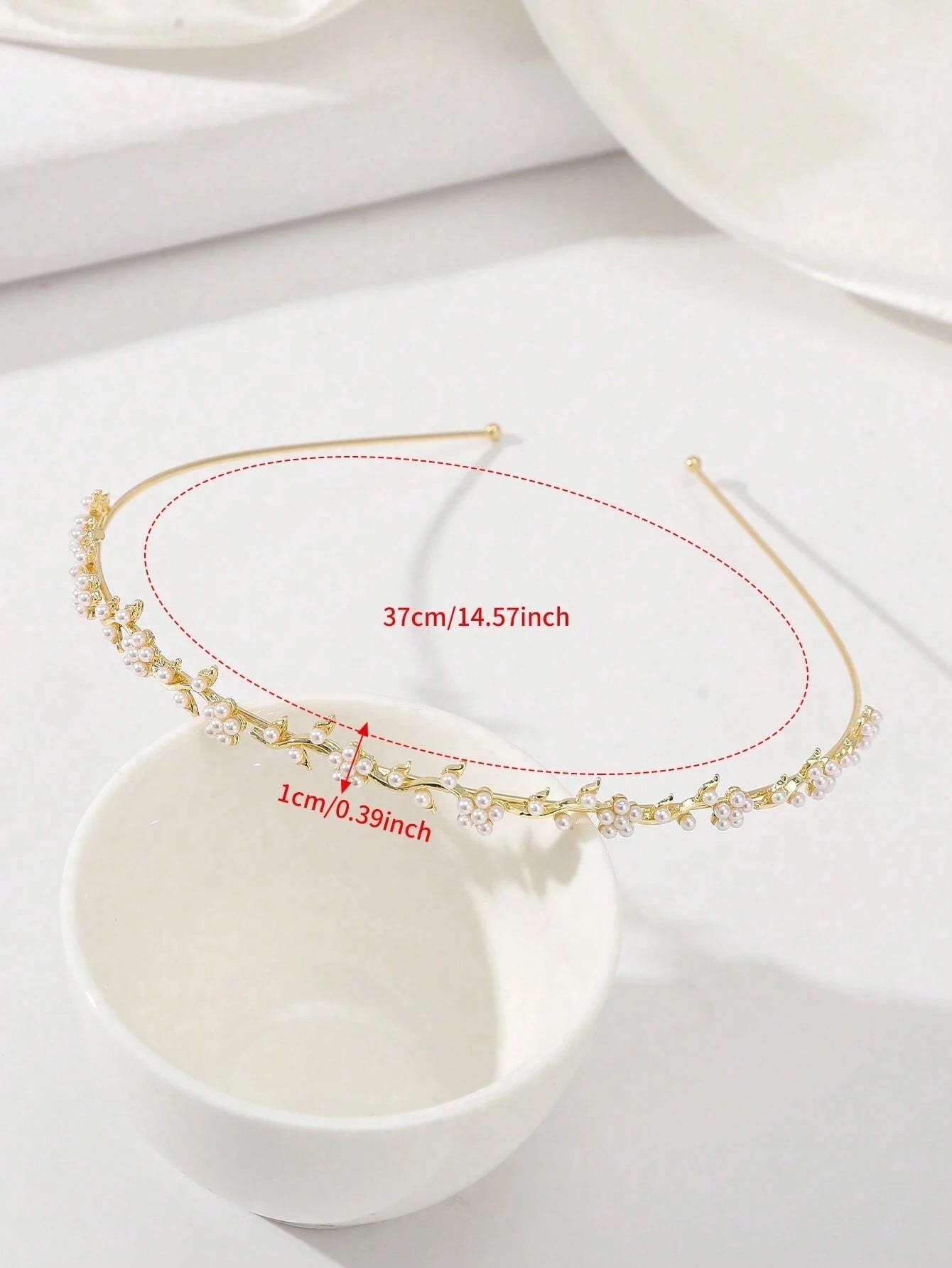 1pc Minimalist Alloy Headband, Decorated With Faux Pearl, Flowers And Rhinestones, Suitable For Women, Gold Hair Accessory, Bridal Decor, Headband, Hair Hoop