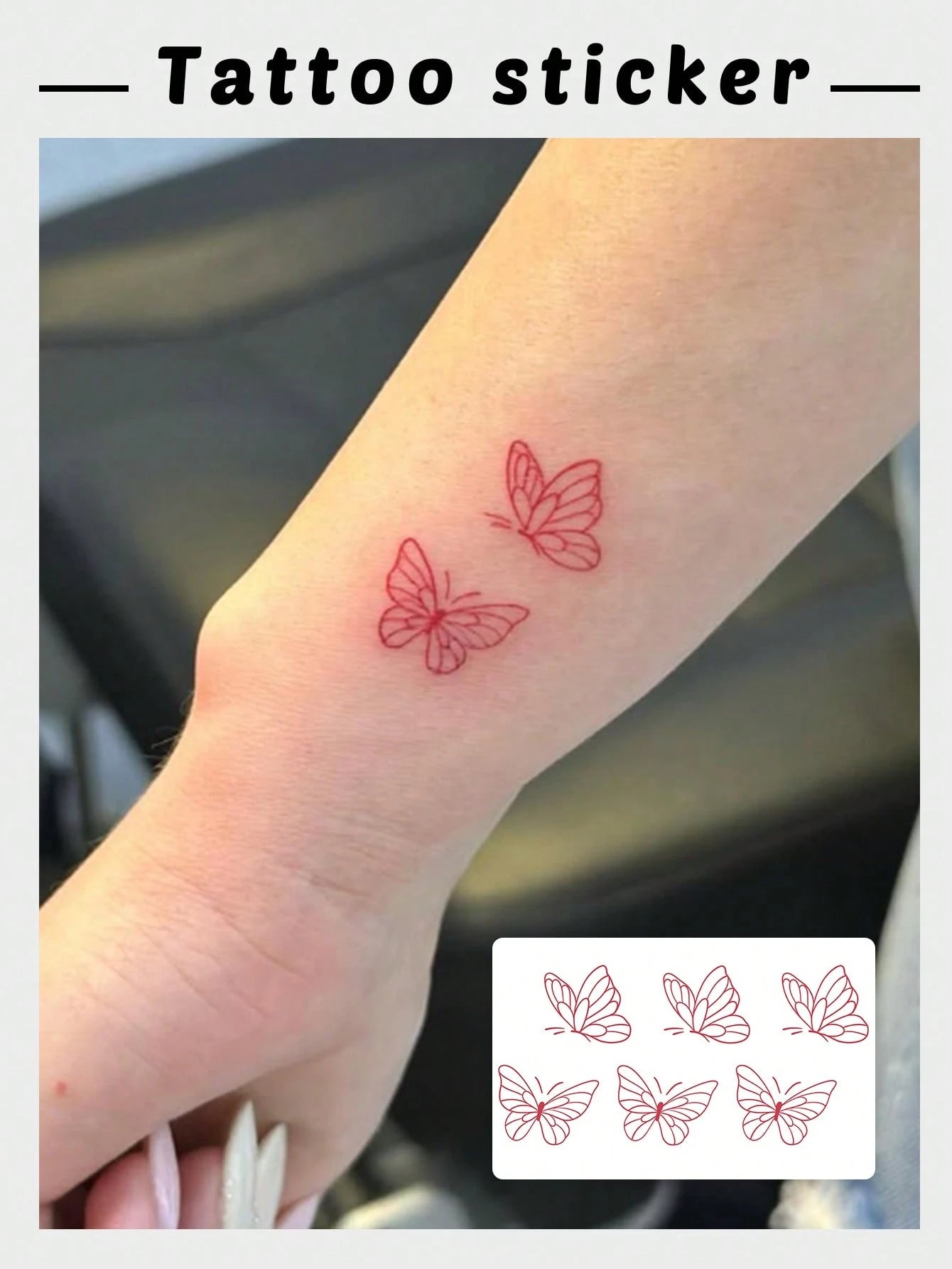 1pc Minimalist Artistic Red Butterfly Pattern Temporary Tattoo, Waterproof & Sweat-Proof, Lasts 1-3 Days, Suitable For Women, Can Be Applied On Collarbone Or Wrist