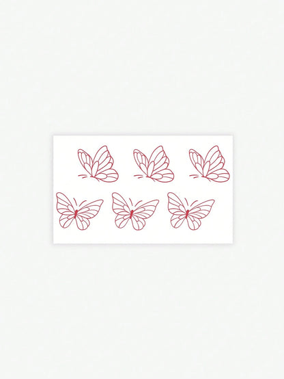 1pc Minimalist Artistic Red Butterfly Pattern Temporary Tattoo, Waterproof & Sweat-Proof, Lasts 1-3 Days, Suitable For Women, Can Be Applied On Collarbone Or Wrist
