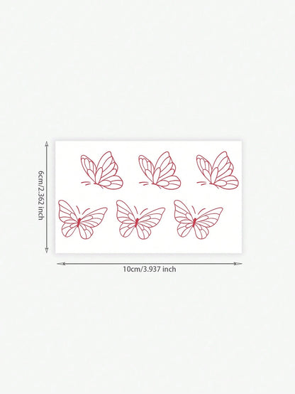 1pc Minimalist Artistic Red Butterfly Pattern Temporary Tattoo, Waterproof & Sweat-Proof, Lasts 1-3 Days, Suitable For Women, Can Be Applied On Collarbone Or Wrist