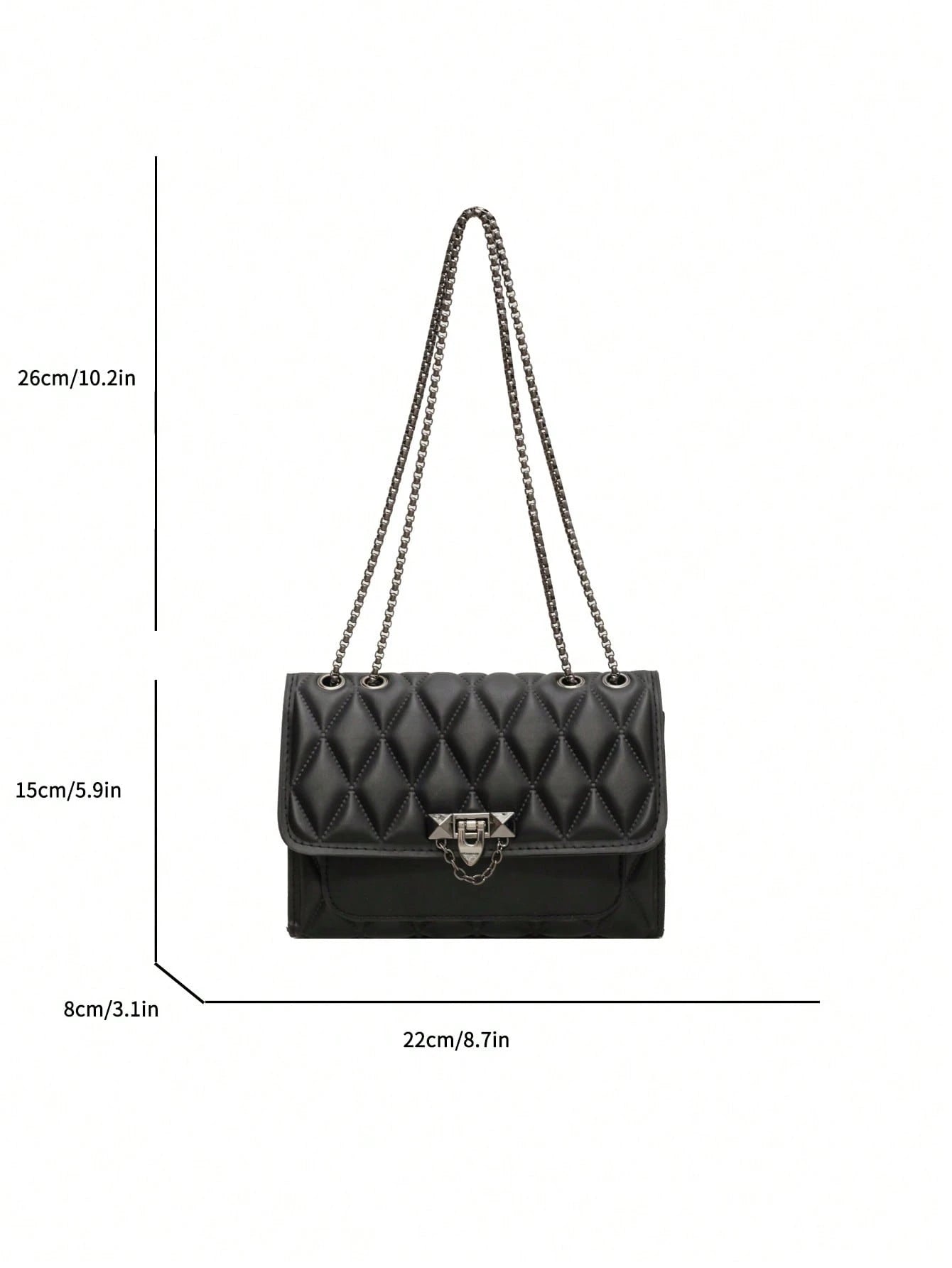 1pc Minimalist Fashion Concave Diamond-Shaped Square Bag, Flap Lock Metal Chain Shoulder Bag, Suitable For Women's Casual Daily Use