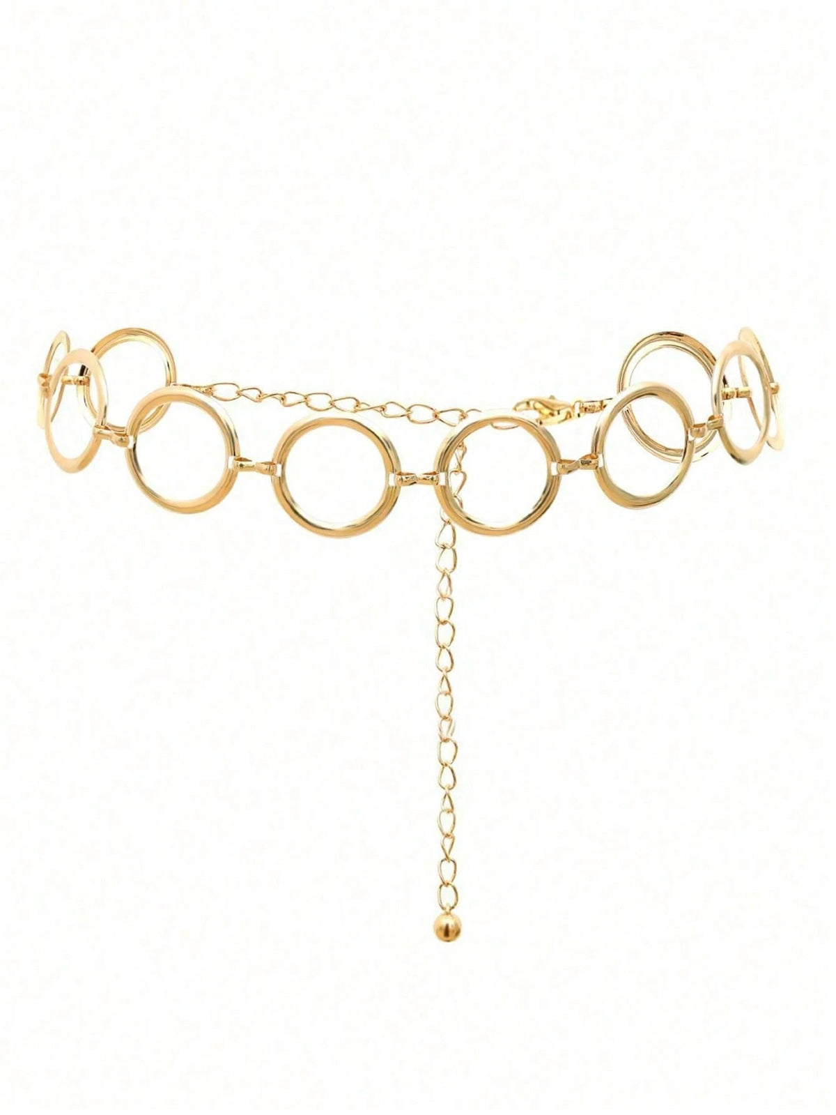 1pc Minimalist Geometric Circle Single-Layer Body Chain, Punk Metal Waist Chain For Women (Random Circle Quantity)
