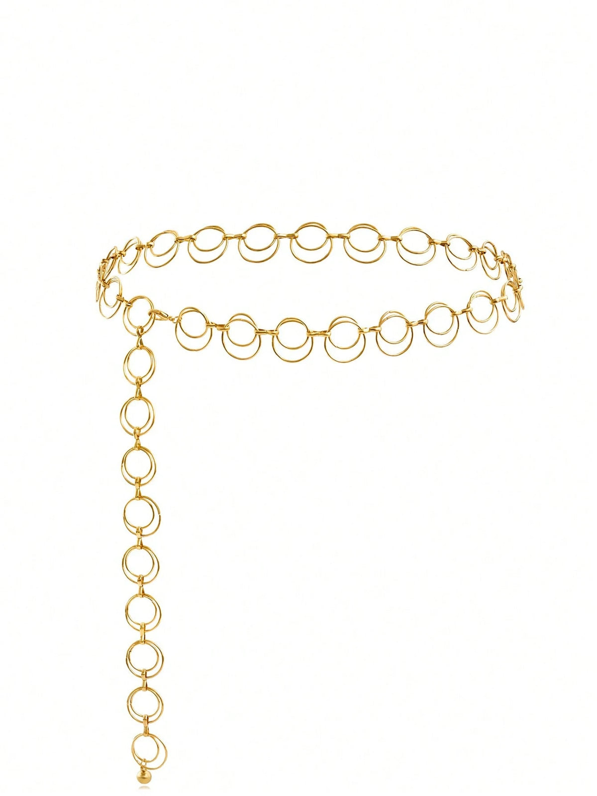 1pc Minimalist Geometric Circle Single-Layer Body Chain, Punk Metal Waist Chain For Women (Random Circle Quantity)