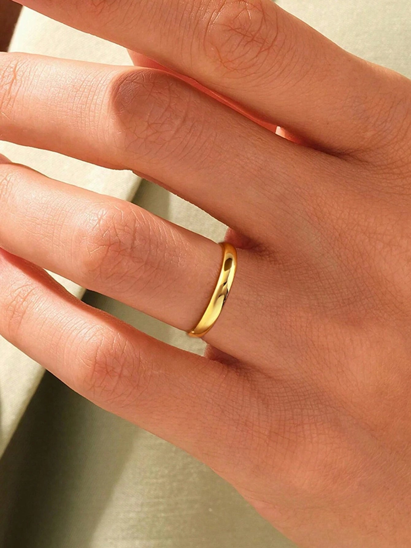 1pc Minimalist S925 Sterling Silver Plain Gold Ring, Exquisite Jewelry, Gift For Women