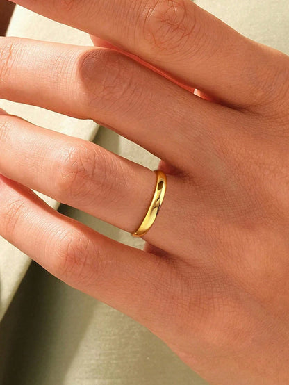 1pc Minimalist S925 Sterling Silver Plain Gold Ring, Exquisite Jewelry, Gift For Women