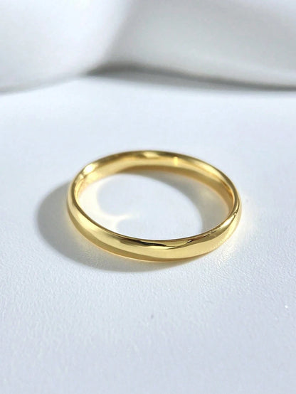 1pc Minimalist S925 Sterling Silver Plain Gold Ring, Exquisite Jewelry, Gift For Women