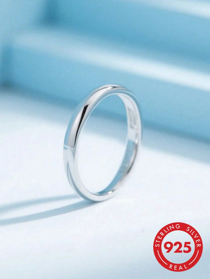 1pc Minimalist S925 Sterling Silver Plain Gold Ring, Exquisite Jewelry, Gift For Women