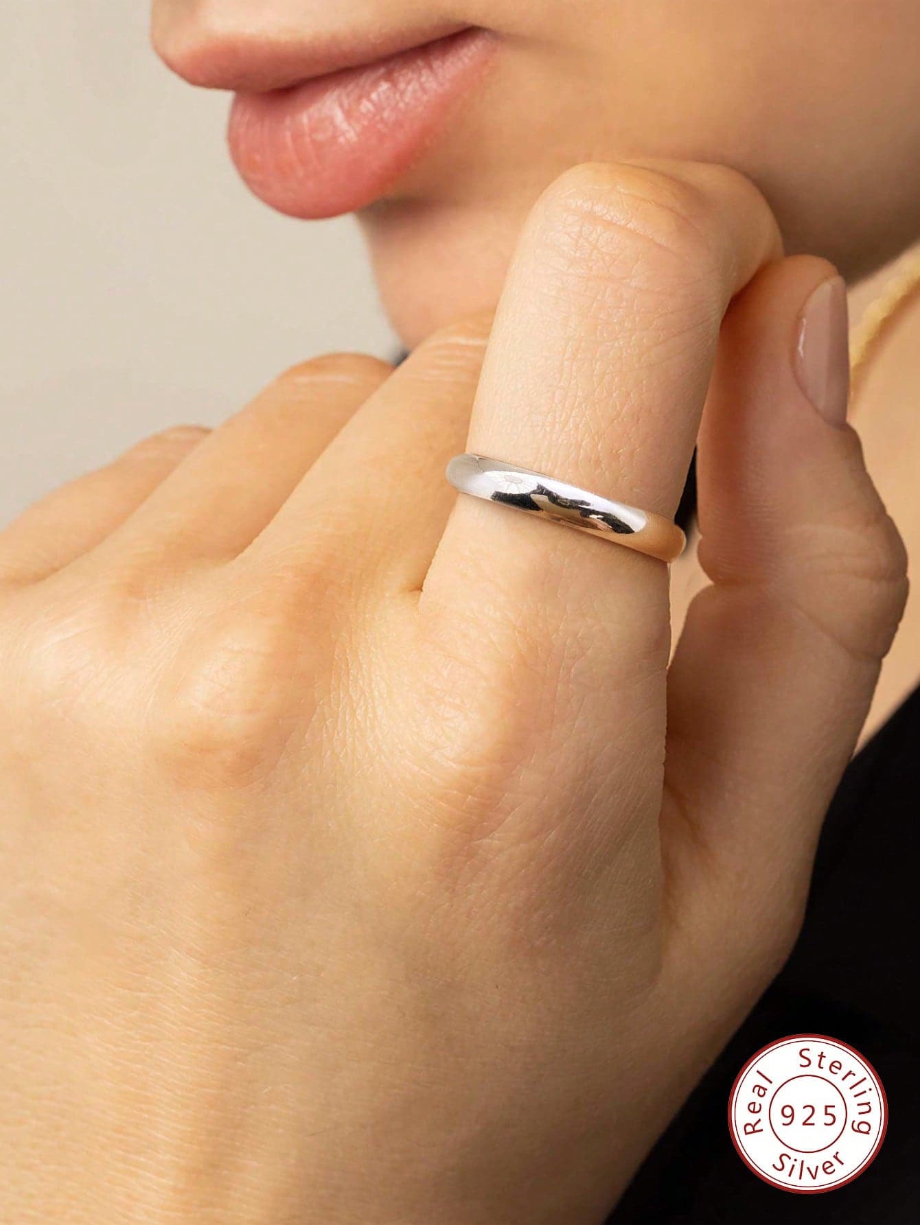 1pc Minimalist S925 Sterling Silver Plain Gold Ring, Exquisite Jewelry, Gift For Women
