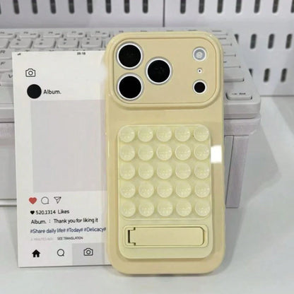 1pc Minimalist Solid Color Silicone Suction Cup Foldable Stand Protective Case Compatible With IPhone 17 Pro Max/17 Pro/17/16 Pro/16/16 Pro Max/15 Pro/15 Pro Max/14 Pro/14 Pro Max/14/13 Pro Max/13 Pro