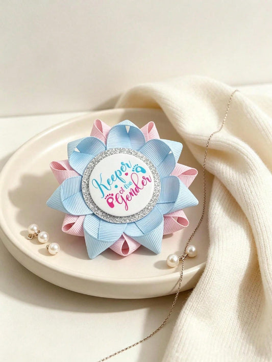 1PC Mom-To-Be Badge, Boy/Girl Gender Reveal Baby Shower Party Pin, Baby Shower Decoration, Baby Party Decoration Badge, Family Dad-To-Be Mom-To-Be Party Gender Reveal Party Decoration Brooch, Tabletop