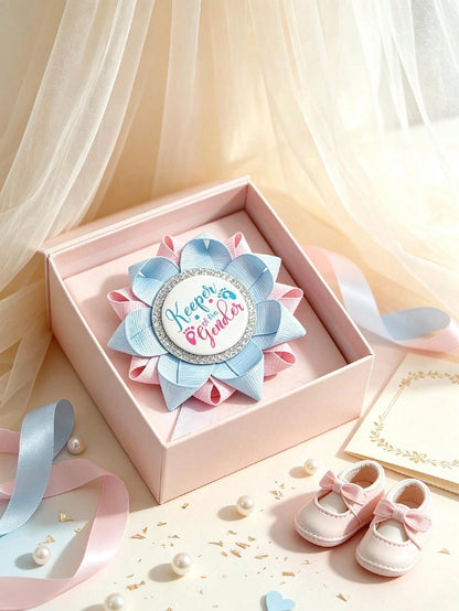 1PC Mom-To-Be Badge, Boy/Girl Gender Reveal Baby Shower Party Pin, Baby Shower Decoration, Baby Party Decoration Badge, Family Dad-To-Be Mom-To-Be Party Gender Reveal Party Decoration Brooch, Tabletop