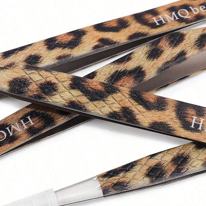 1pc Multi-Port Leopard Print Stainless Steel Eyelash Extension Tweezers, Non-Slip Precise Suitable For Beginners And Professionals, Essential Beauty Tool For Curling And Separating Eyelashes