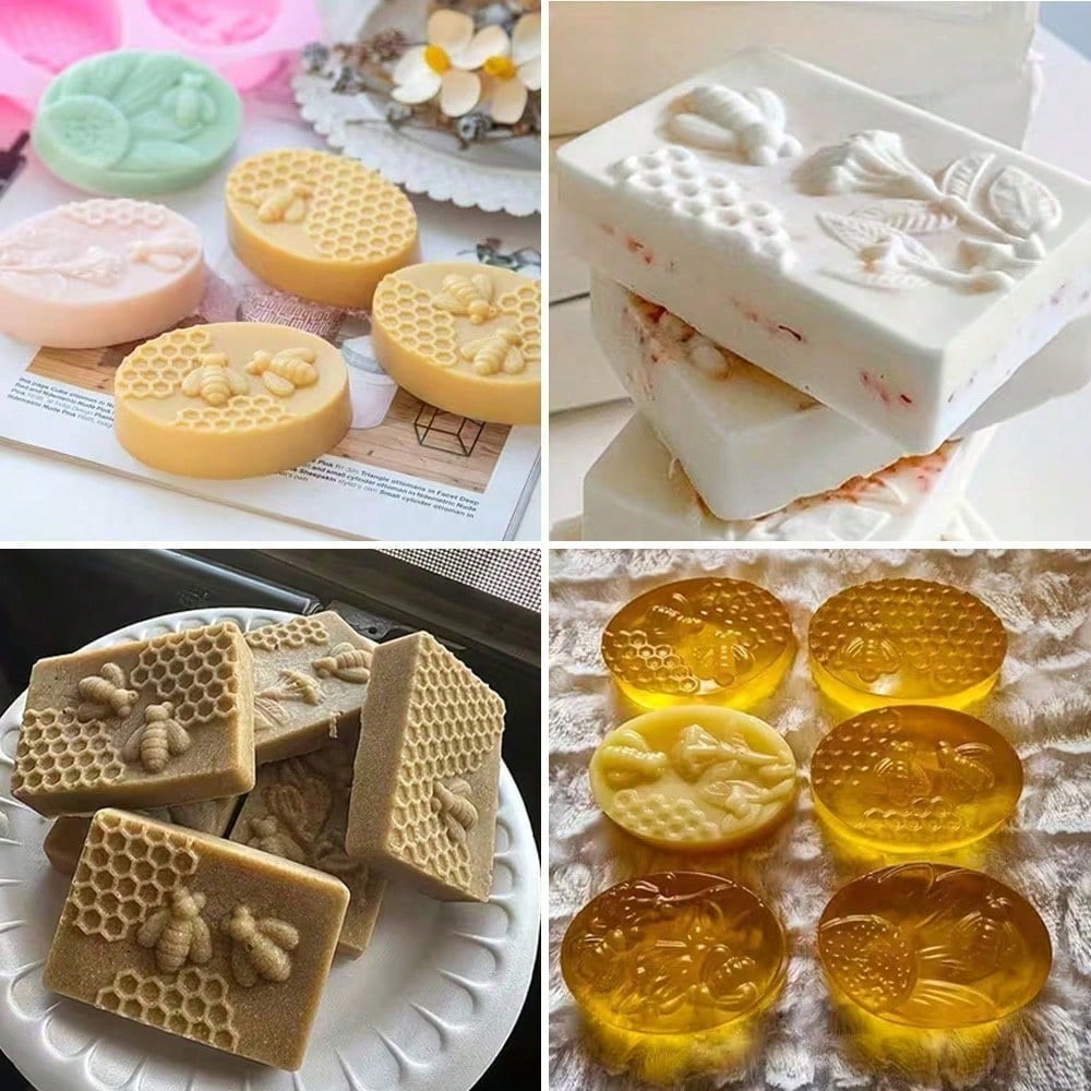 1pc Multi-Style Honeycomb Silicone Mold, Honeycomb Handmade Soap Mold, Insect Bee Theme DIY Craft 3D Art Relief Mold, Handmade Soap Mold, Candle Mold, Aromatherapy Plaster Mold, Epoxy Resin Mold