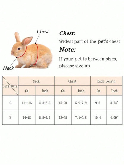 1pc Multicolor Rabbit Harness With Leash, Adjustable Rabbit Chest Strap, Cute Pet Collar And Leash Set For Small Animals Like Rabbit, Ferret, Lizard, Guinea Pig, Hamster