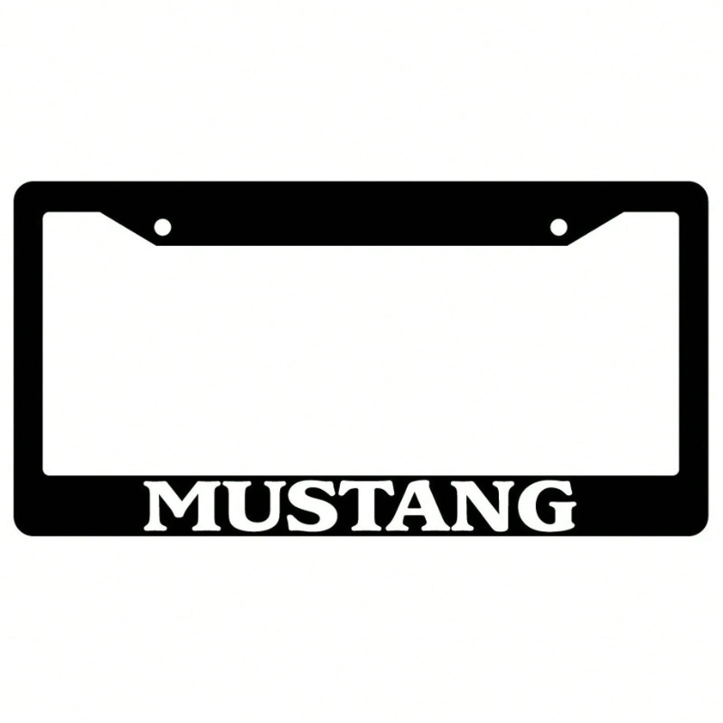 1PC Mustang Themed License Plate Frame, 2D Flat Design, Black Background With White Text, 12X 6inch Aluminum, Suitable For All Car Models, Exclusive Personalized Rear Decoration, A Must-Have For Must