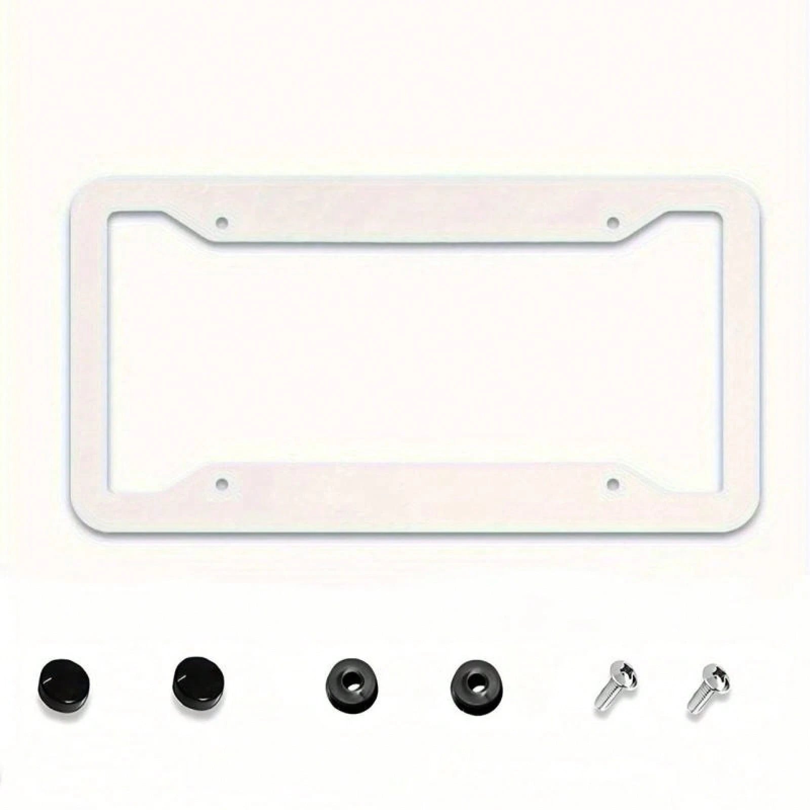 1PC Mustang Themed License Plate Frame, 2D Flat Design, Black Background With White Text, 12X 6inch Aluminum, Suitable For All Car Models, Exclusive Personalized Rear Decoration, A Must-Have For Must
