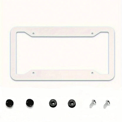 1PC Mustang Themed License Plate Frame, 2D Flat Design, Black Background With White Text, 12X 6inch Aluminum, Suitable For All Car Models, Exclusive Personalized Rear Decoration, A Must-Have For Must