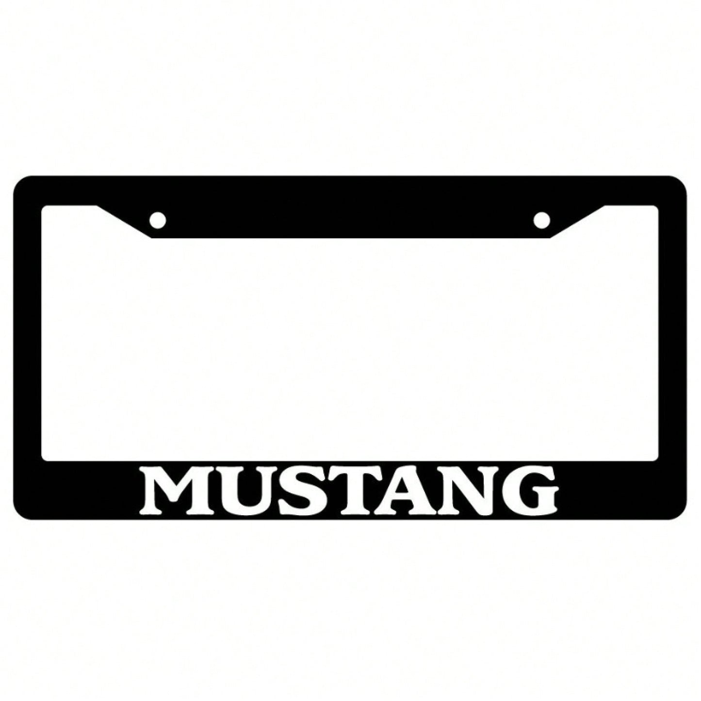 1PC Mustang Themed License Plate Frame, 2D Flat Design, Black Background With White Text, 12X 6inch Aluminum, Suitable For All Car Models, Exclusive Personalized Rear Decoration, A Must-Have For Must