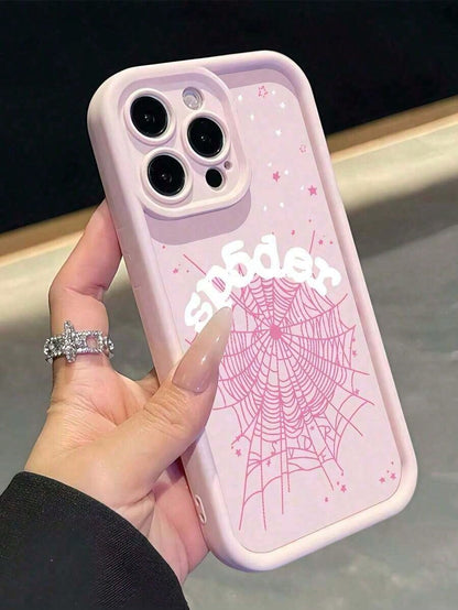 1pc New Creative Letter & Cobweb Pattern Phone Case, Compatible With Apple 16 Pro Max, 11/12/13/14 Plus, XR/7/8 Plus/15 PM, Protective Cover Waterproof Shockproof Anti-Fall Scratch ResistantFOR-YOUR-B