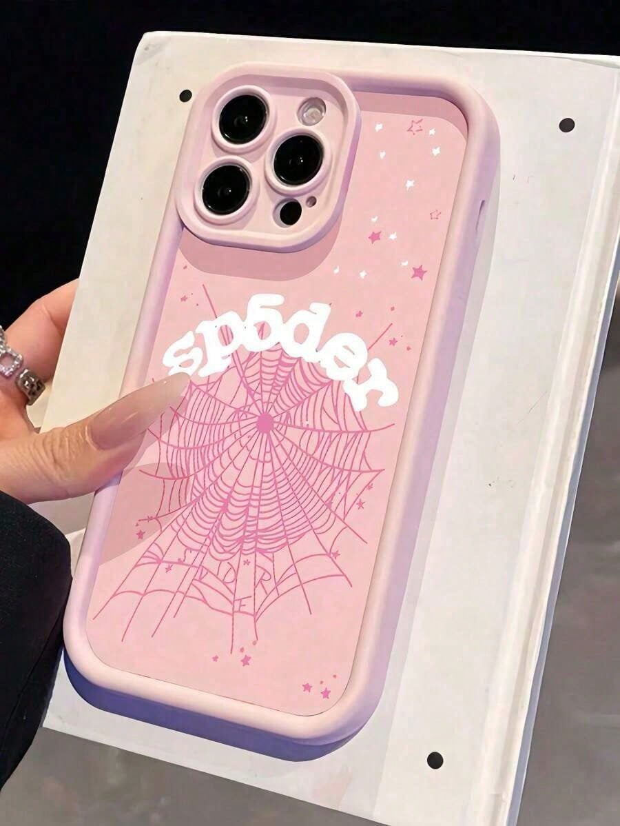 1pc New Creative Letter & Cobweb Pattern Phone Case, Compatible With Apple 16 Pro Max, 11/12/13/14 Plus, XR/7/8 Plus/15 PM, Protective Cover Waterproof Shockproof Anti-Fall Scratch ResistantFOR-YOUR-B