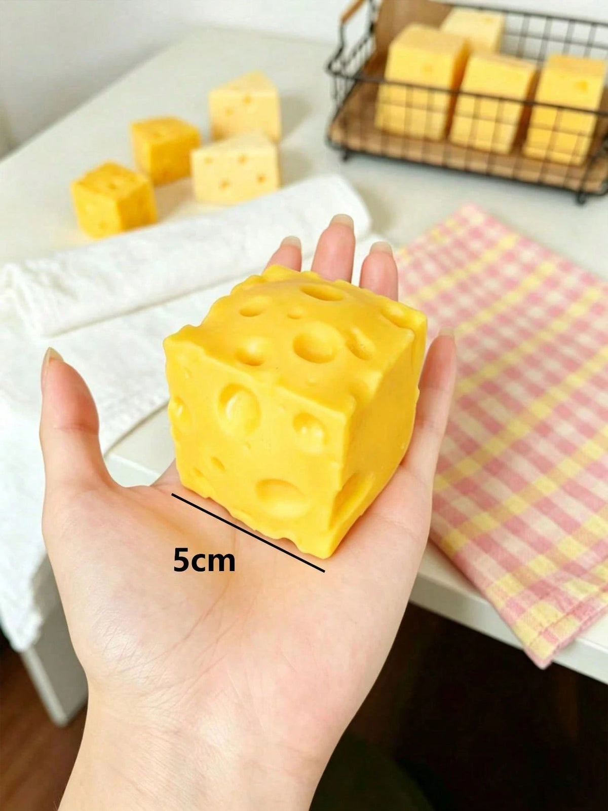 1PC New Cube Cheese Squishy Toy, Realistic Slow Rebound Decompression Fidget Toy, Perfect Holiday Gift For Christmas Halloween Easter Birthdays, Ideal For Kids Teens Adults & Gaming Enthusiasts