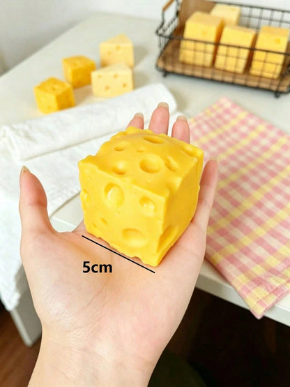 1PC New Cube Cheese Squishy Toy, Realistic Slow Rebound Decompression Fidget Toy, Perfect Holiday Gift For Christmas Halloween Easter Birthdays, Ideal For Kids Teens Adults & Gaming Enthusiasts