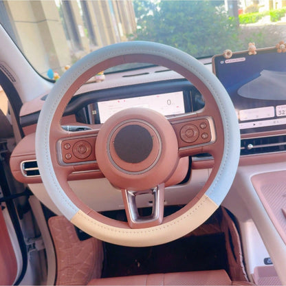 1pc New Cute Style Car Steering Wheel Cover Interior Pearl Decor Non-Slip Anti-Freeze Steering Wheel Cover With Inner Ring