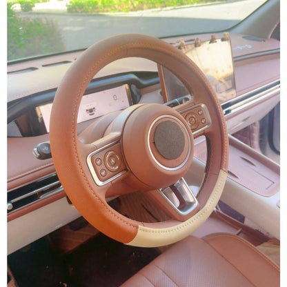 1pc New Cute Style Car Steering Wheel Cover Interior Pearl Decor Non-Slip Anti-Freeze Steering Wheel Cover With Inner Ring