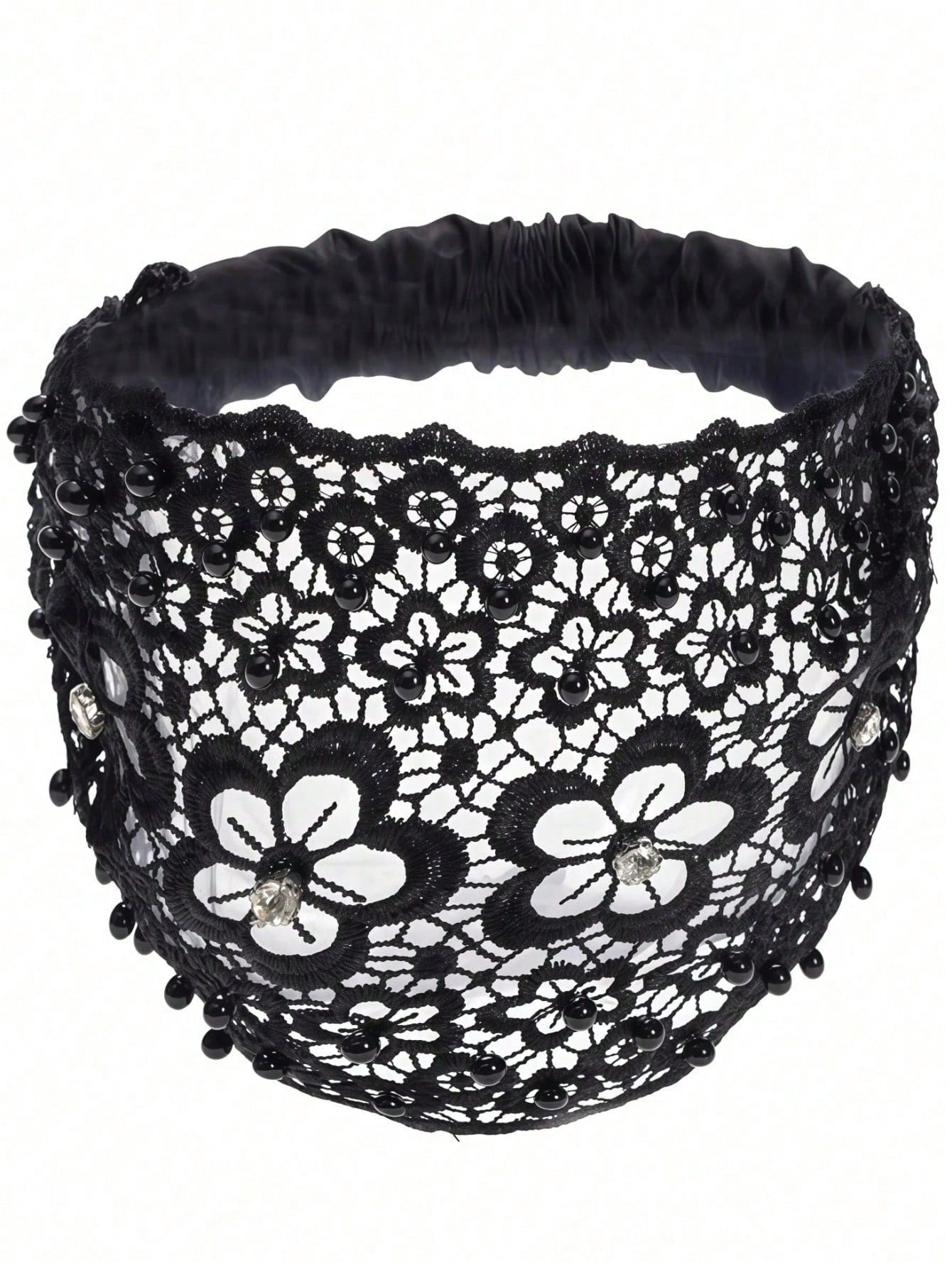 1pc New Wide-Banded Hollow Plum Blossom Design Headband, Hair Accessory