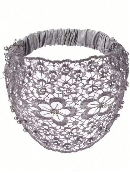 1pc New Wide-Banded Hollow Plum Blossom Design Headband, Hair Accessory