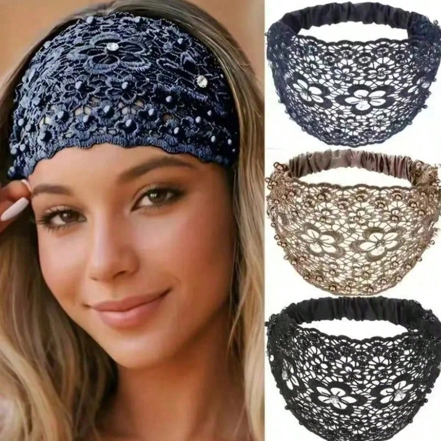 1pc New Wide-Banded Hollow Plum Blossom Design Headband, Hair Accessory