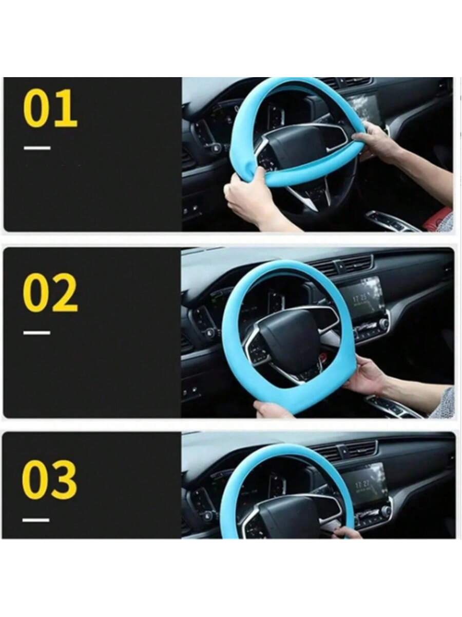 1pc Non-Slip Silicone Steering Wheel Protector, Car Steering Wheel Protective Cover, Non-Slip Elastic Stretch Car Steering Wheel Cover