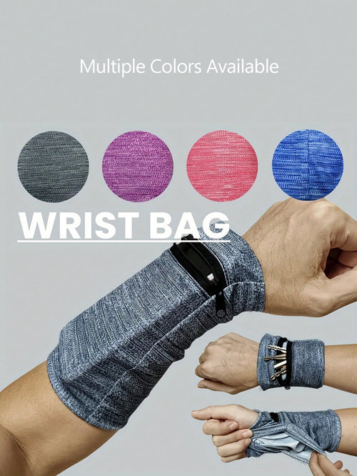 1pc Outdoor Sports Wrist Pouch/Arm Bag/Wallet/Wristband With Phone Pocket, Cycling, Running Fitness Unisex Running Hand Wrist Guard Storage Bag, Zipper Sweat Band Wrist Support Wristband Sweatband Wri