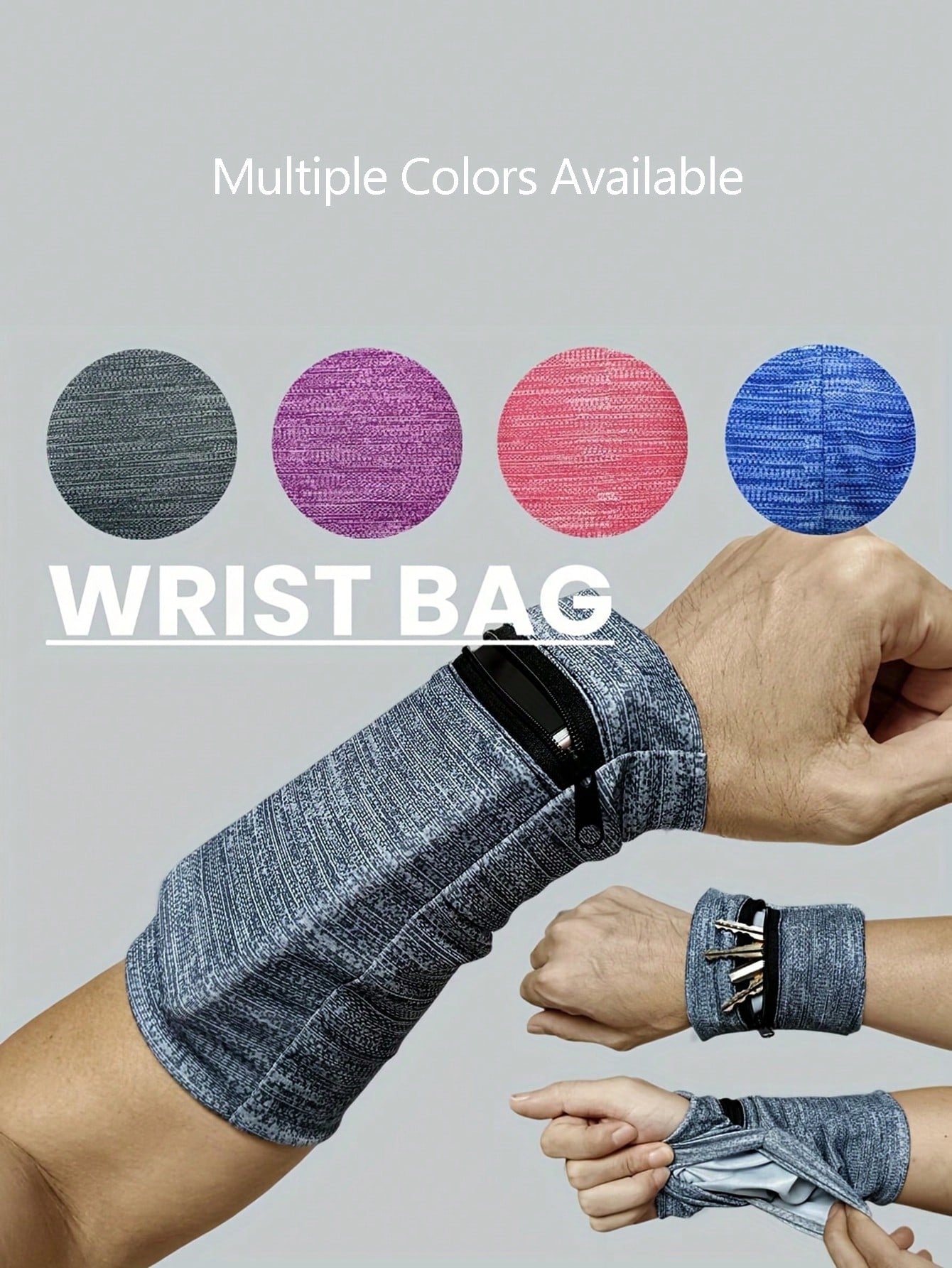 1pc Outdoor Sports Wrist Pouch/Arm Bag/Wallet/Wristband With Phone Pocket, Cycling, Running Fitness Unisex Running Hand Wrist Guard Storage Bag, Zipper Sweat Band Wrist Support Wristband Sweatband Wri