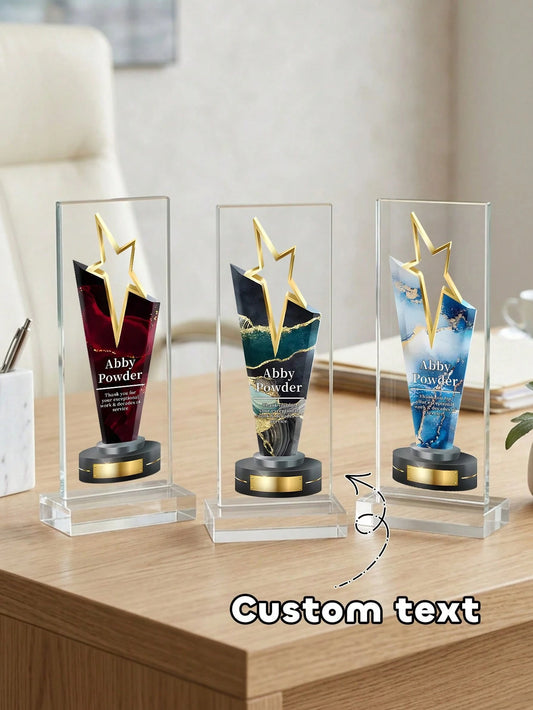 1pc Personalized Acrylic Star-Shaped Award Medal, Employee Recognition Gift, Custom Company Appreciation Trophy, Retirement Or Thank You Gift For Staff And Management, Aesthetic Office Decor, Graduati