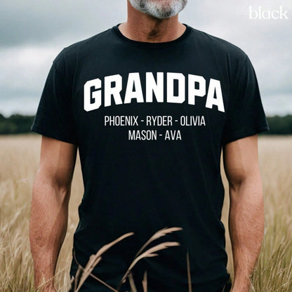 1pc Personalized Grandpa Shirt Custom Papa Shirts Grandpa Gift Customized Father's Day TShirt For Dad Christmas Gift With Grandchildren Names,100% Cotton, S-3XL