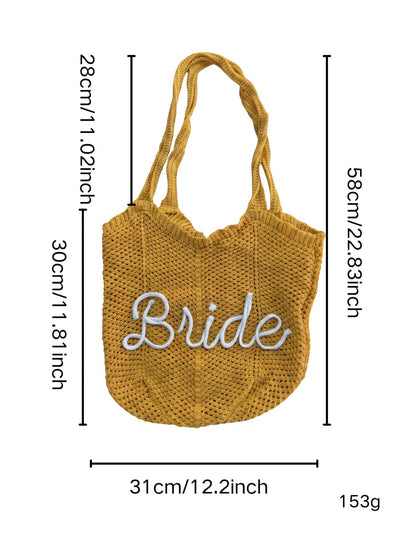 1pc Personalized Handmade Crochet Beach Bag, Crochet Knitted Beach Bag, Bridesmaid Gift Bag, Travel Beach Bag, Wedding Favor, Bridal Party Gift, Boho Chic