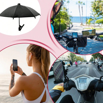 1PC Phone Clip On Sun Umbrella, Waterproof Anti-Glare Mini UV Protection Parasol With Phone Holder, Light Rain Resistant Universal Phone Shade Cover, Outdoor Travel Camping Fitness Study Holiday Essen