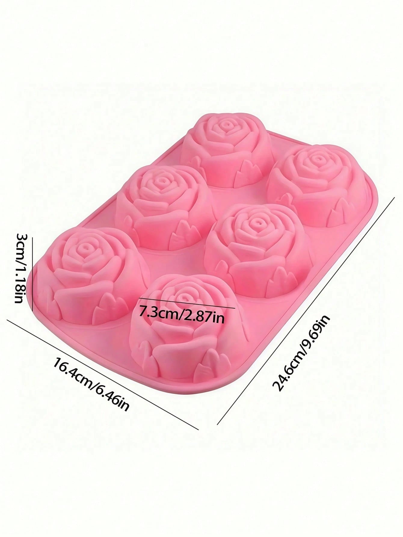 1pc Pink 6-Cavity Rose Flower Shaped Silicone Soap Mold, High Temperature Resistant, Diy Handmade Soap Making Mold,Suitable For Christmas