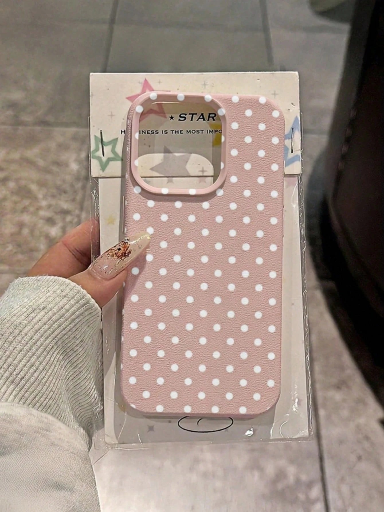 1pc Pink Minimalist White Polka Dot Artistic Pattern Matte Textured Full Coverage Shockproof TPU Fashionable Phone Case Compatible With IPhone 17, 16, 15, 14, 13, 12, 11 Pro Max/Plus/XR/7/8 Office Gif