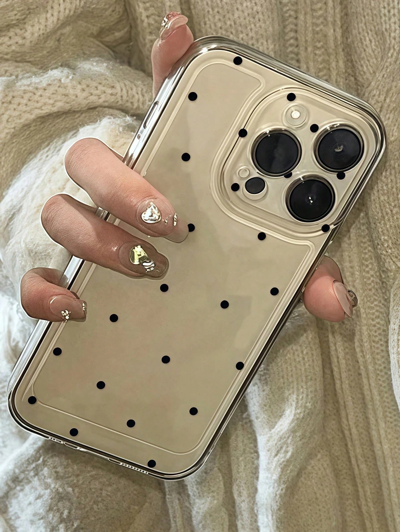 1pc Pink Minimalist White Polka Dot Artistic Pattern Matte Textured Full Coverage Shockproof TPU Fashionable Phone Case Compatible With IPhone 17, 16, 15, 14, 13, 12, 11 Pro Max/Plus/XR/7/8 Office Gif