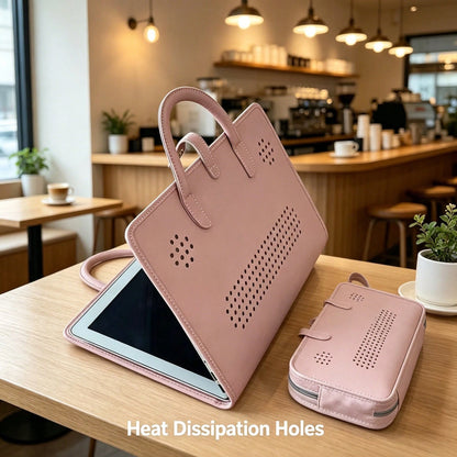 1pc Pink PU Leather Laptop Bag With Side Pocket- Fashionable & Durable Women's Laptop Bag, Pink Laptop Sleeve, Elegant & Practical Design, Laptop Bag