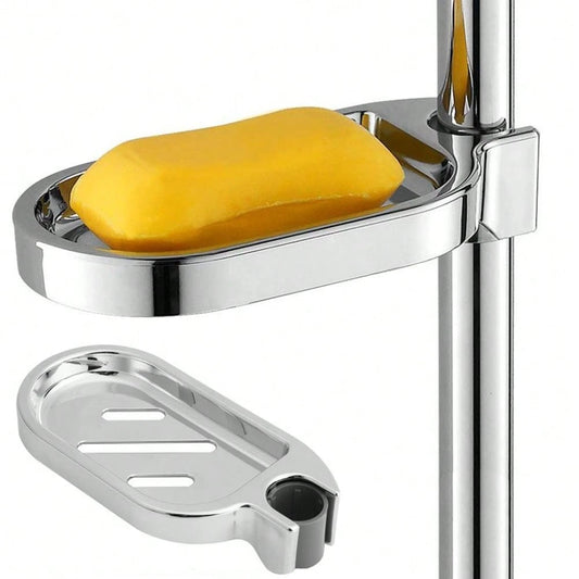 1PC Plastic Soap Dish Holder Adjustable Shower Rod Slide Bathroom Gadget Soap Pallet Bar Shower Rail Soap Dish Box