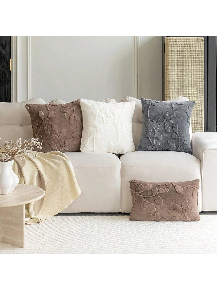 1pc Plush Embossed Square Pillowcase (Without Pillow Core) Simple Style Suitable For Living Room And Bedroom, All Seasons