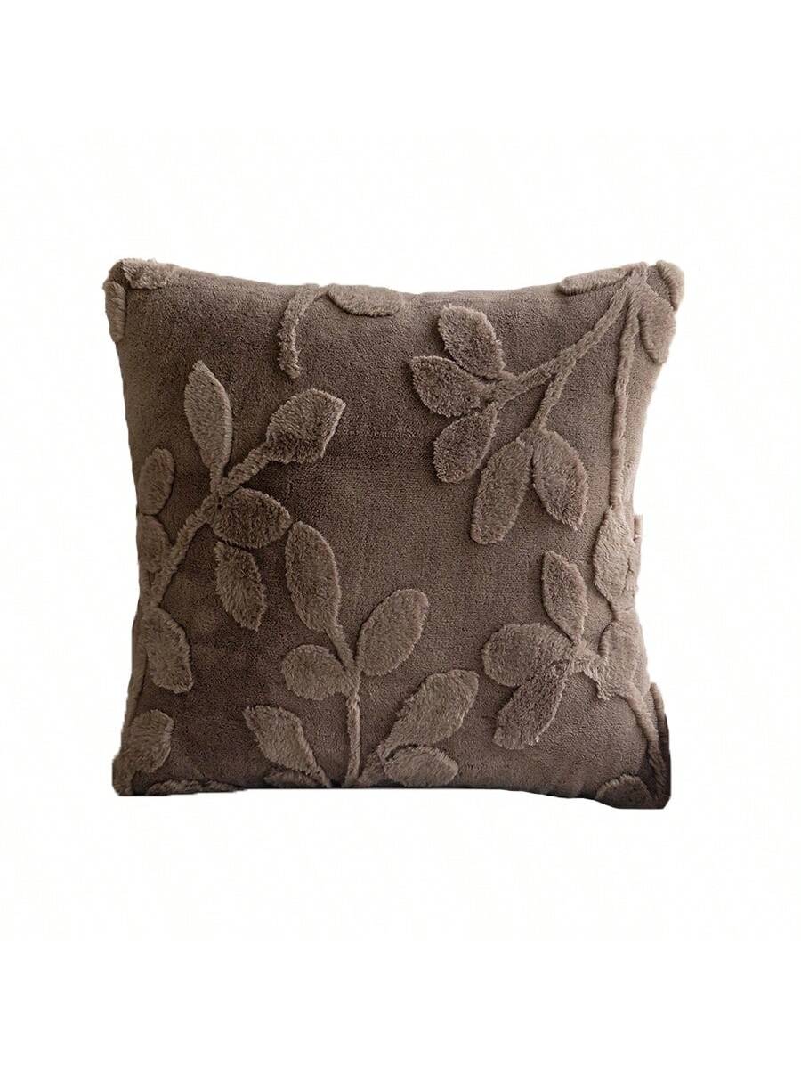 1pc Plush Embossed Square Pillowcase (Without Pillow Core) Simple Style Suitable For Living Room And Bedroom, All Seasons