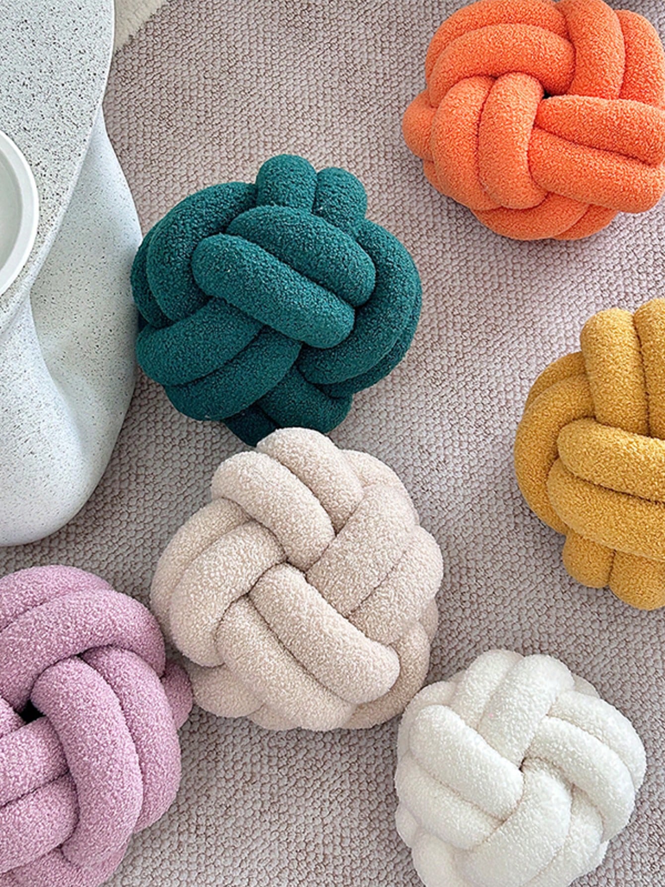 1pc Plush Sherpa Knot Ball Decorative Pillow, Home Decor Accent Cushion For Sofa Bedroom, Halloween Gift