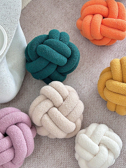 1pc Plush Sherpa Knot Ball Decorative Pillow, Home Decor Accent Cushion For Sofa Bedroom, Halloween Gift