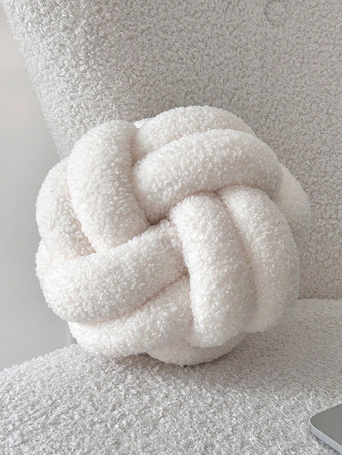 1pc Plush Sherpa Knot Ball Decorative Pillow, Home Decor Accent Cushion For Sofa Bedroom, Halloween Gift