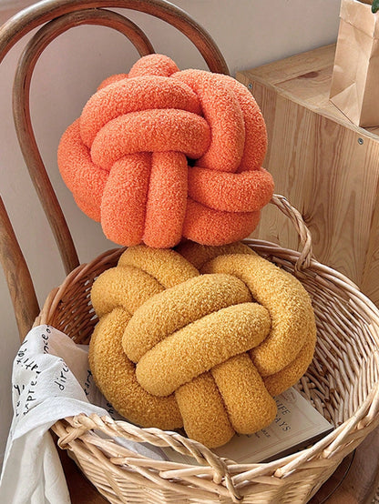 1pc Plush Sherpa Knot Ball Decorative Pillow, Home Decor Accent Cushion For Sofa Bedroom, Halloween Gift